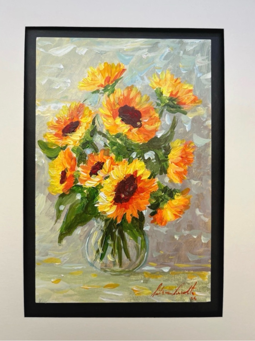 Sunflower Bouquet Acrylic Painting Wall Art - Yellow